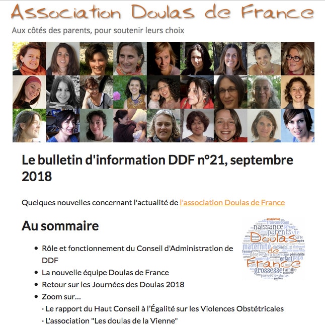 Newsletter Lettre d'information Doulas de France