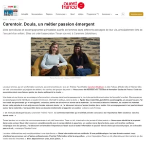 Ouest France Carentoir : doula, un métier passion émergeant