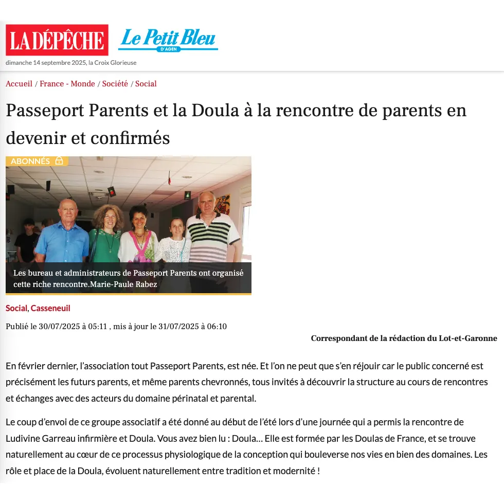 Passeport parent et la doula